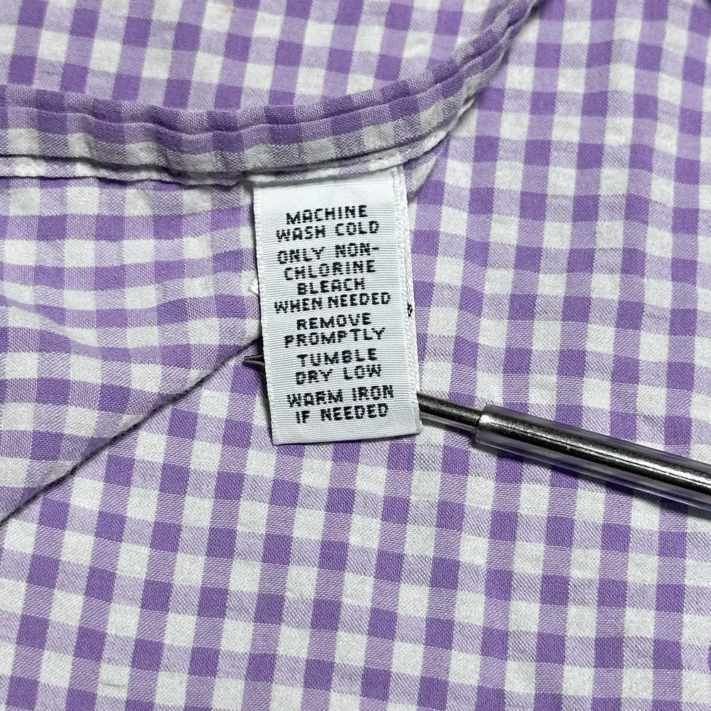 Vintage Polo by Ralph Lauren Button Shirt 2XL Seersucker Purple‎ Gingham Pocket